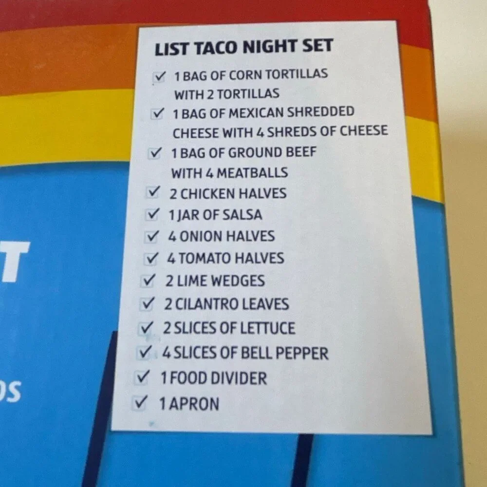 Aldi TACO NIGHT SET 36pc Grocery Dinner Food Kids Toy Pretend Play Set NEW